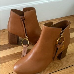 See By Chloe Louise Ankle Boots with Gold Rings - New -Never Worn